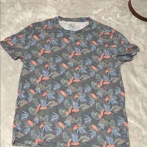 Hollister Charcoal Tee with Tropical Pattern